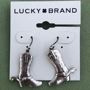 NWT | Lucky Brand | Silver Cowboy Boot Earring